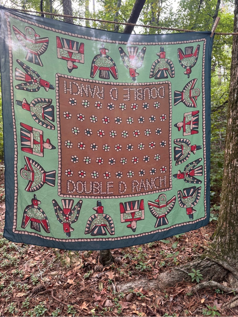 Double D Ranch Mint, Brown, Red Southwestern Bandana Scarf
